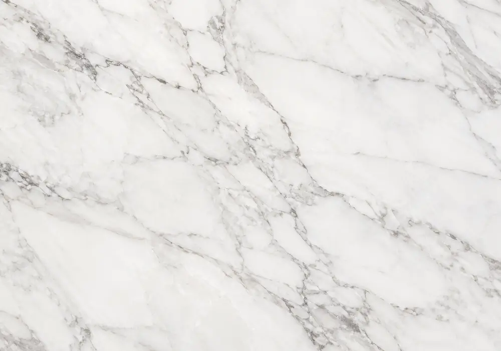 Albeta marble reception wall with warm Makrana white stone and subtle natural beige-grey movement.