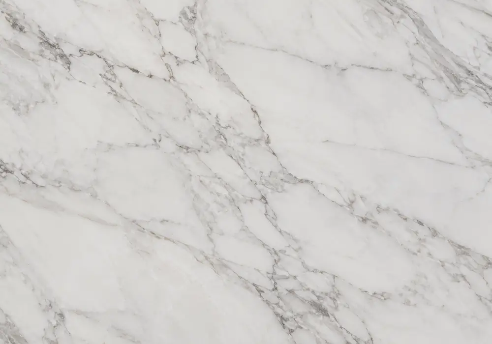Dramatic Arabescato Orobico Rosso slab with burgundy-black depth, folded white ribbons, coral, amber and pale-gold veins.