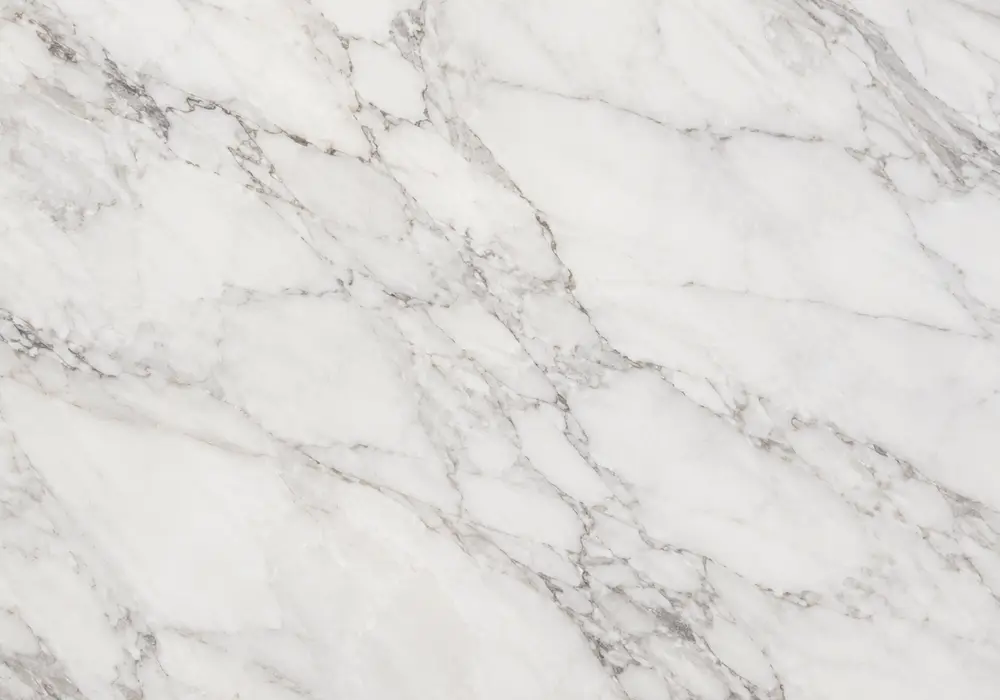 Arabescato Vagli Marble bookmatched wall panels with white stone and dense grey arabesque veining.