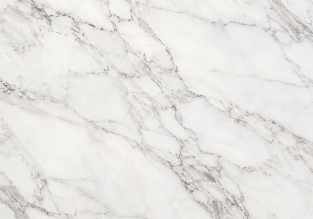 White Arabesque marble in a luxury bathroom, with authentic veining, polished stone depth and refined architectural detail.