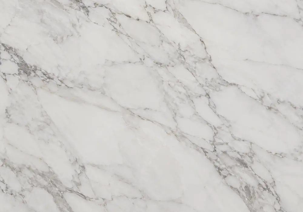 Check ariston marble price for a milky-white slab with grey-beige waves, calcite crystals and subtle reddish mineral lines.