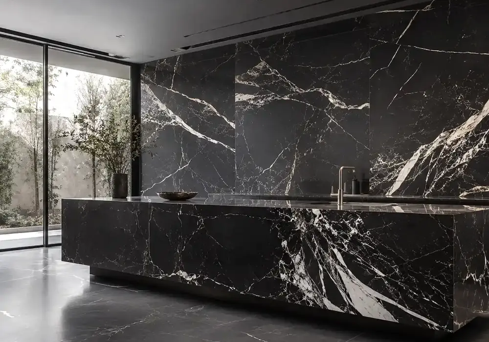 Aristona White marble price slab featuring white and grey, clouded movement and natural veining, and natural tonal variation.