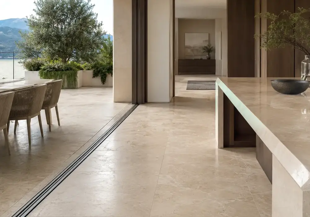 Azul Cielo marble sky-blue feature wall with pale blue stone and delicate white-grey natural veining