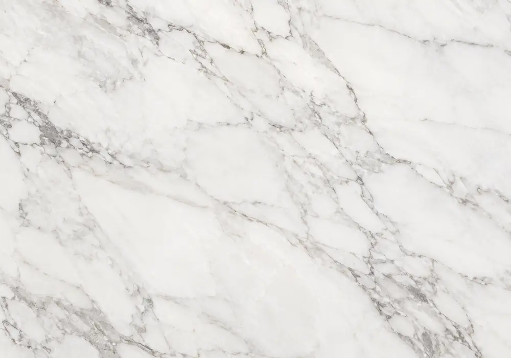 Azul countertop with polished feature wall and vanity, showing sky-blue to navy stone with watery waves and mineral ribbons.