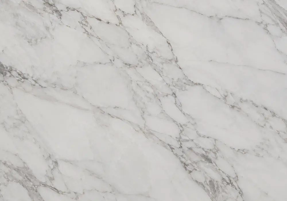 Nero Marquina marble in a black hospitality interior with polished desk, fireplace and vanity crossed by bold white veins.