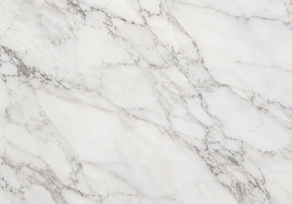 Panda White marble in a luxury living room, showing natural veining, polished stone depth and refined architectural detail.