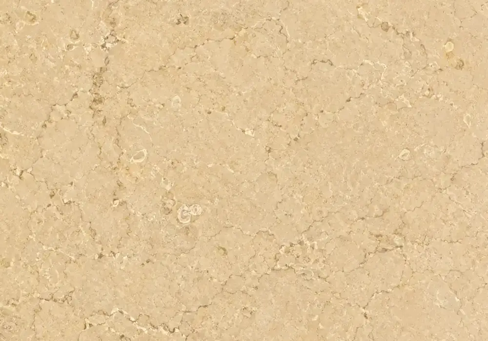 Botticino bathroom with polished vanity and wall cladding, honed shower floor, fine fossils and delicate tan-pink threads.