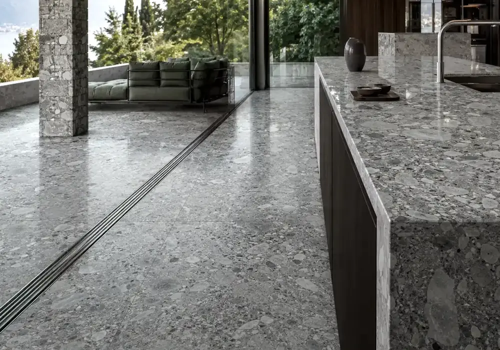 Botticino Classico price displayed in beige and grey tones with fossil details and calcite markings, plus fine mineral depth.