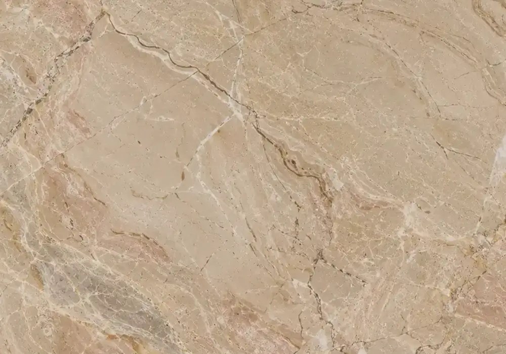 light cream marble in a refined hotel lobby, with natural veining, realistic stone depth and refined architectural detail.