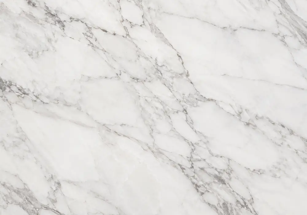 Copacabana feature wall in bookmatched black-white waves with a matching countertop detail and dramatic ocean-like ribbons.