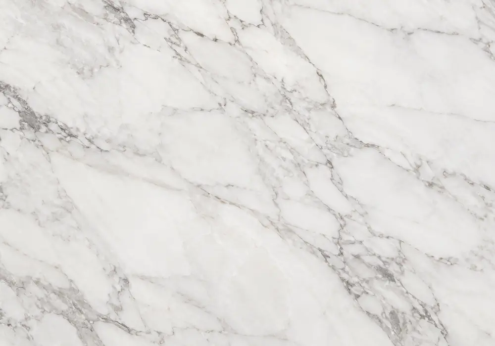 Corteccia Marble dining tabletop with pale stone and directional beige and taupe wood-grain bands.