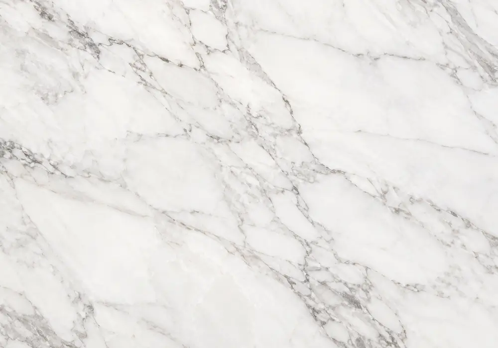 dolomite slab UAE on polished countertops, vanity and reception surface with crisp white-grey stone and silver-taupe veins.