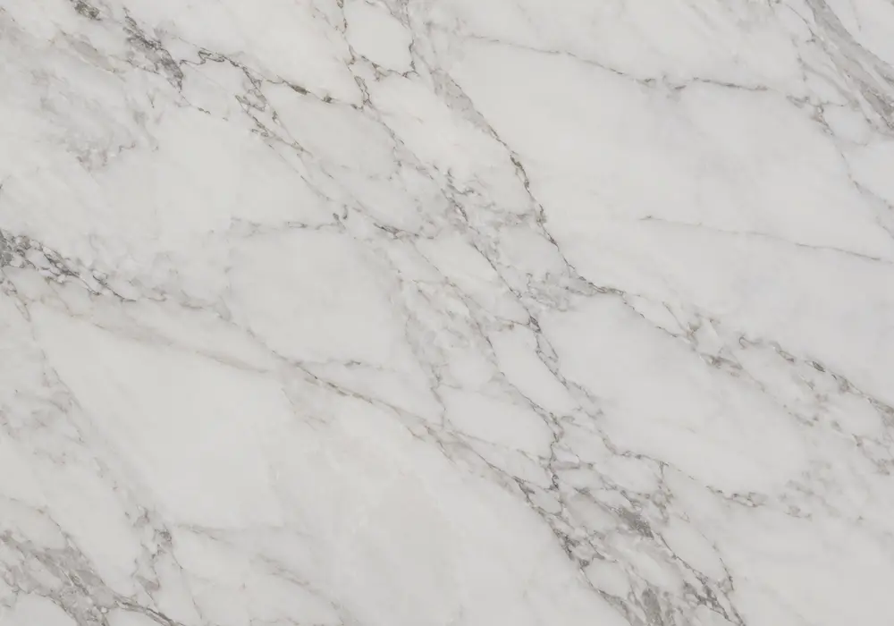 Namibian white marble in a luxury kitchen, showing natural stone texture, polished depth and refined architectural detail.