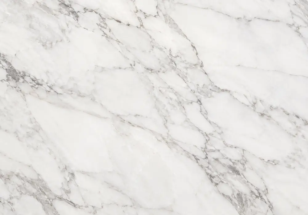Drama White marble dining table with crystalline Greek white stone and subtle grey, silver and beige veining.