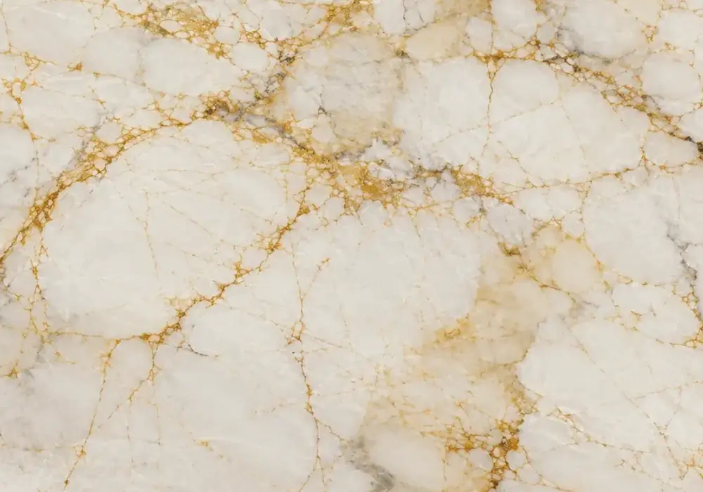 Golden Spider flooring across a polished lobby with honey-gold spider veins, honed slab samples and coordinated UAE stock.