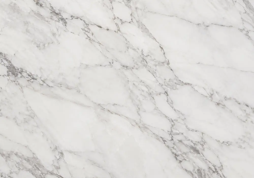 Imperial marble slabs applied to polished flooring and wall panels with honed stairs, kitchen counter and bathroom vanity.