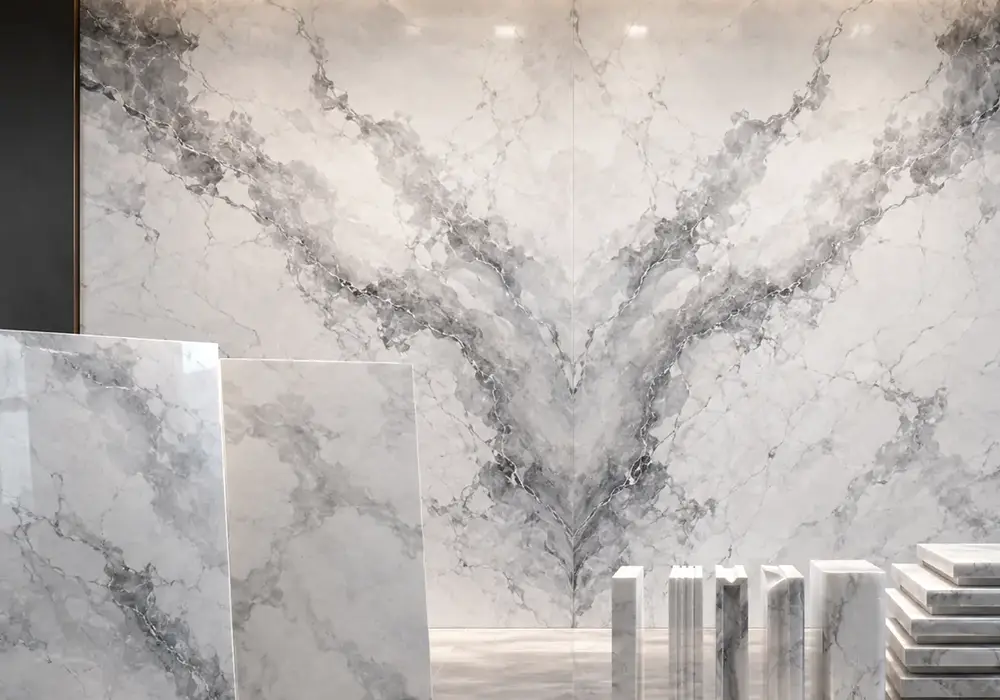 Turkish Invisible Grey showcased in a luxury living room, with natural veining, polished depth and refined interior detail.