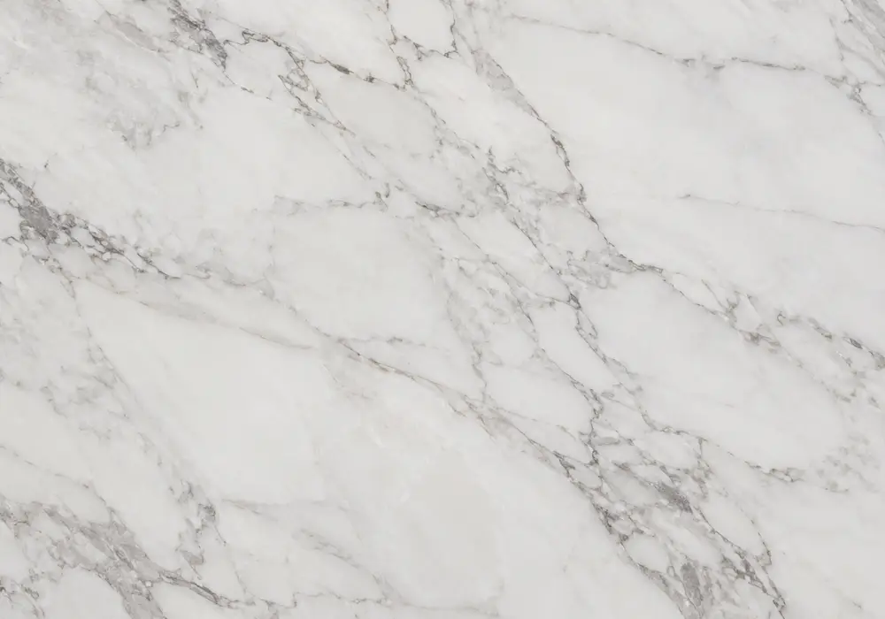 Lavina Gray bathroom with polished vanity, large wall slabs and honed shower flooring in calm ash-grey and warm greige tones.