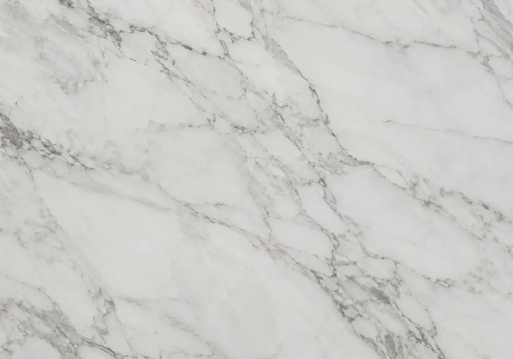 brown vein marble countertop on a polished island and backsplash with honed floor, stairs and cream stone with brown ribbons.