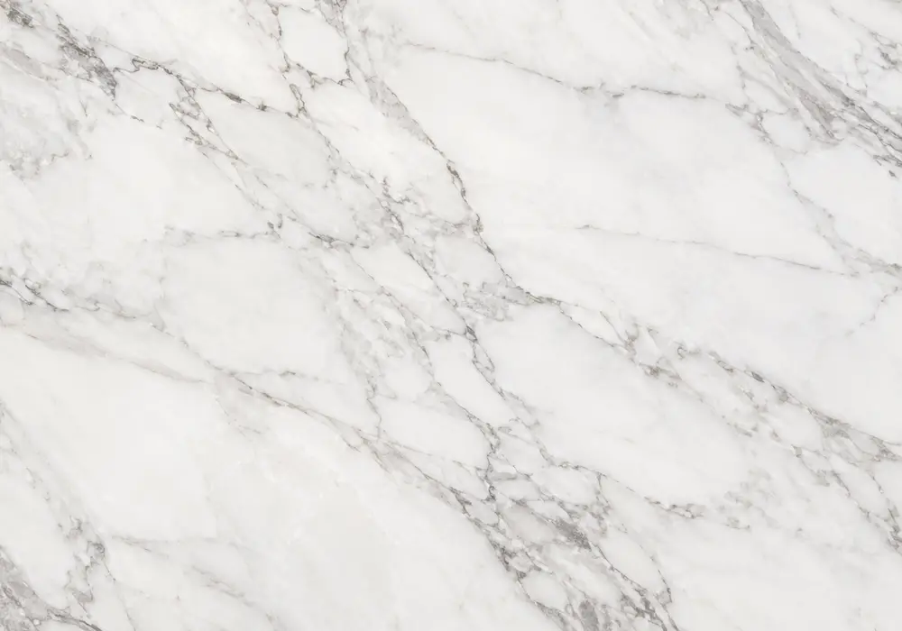 Michelangelo marble bookmatched fireplace wall with luminous white-ivory stone and refined grey, taupe and beige-gold veins.