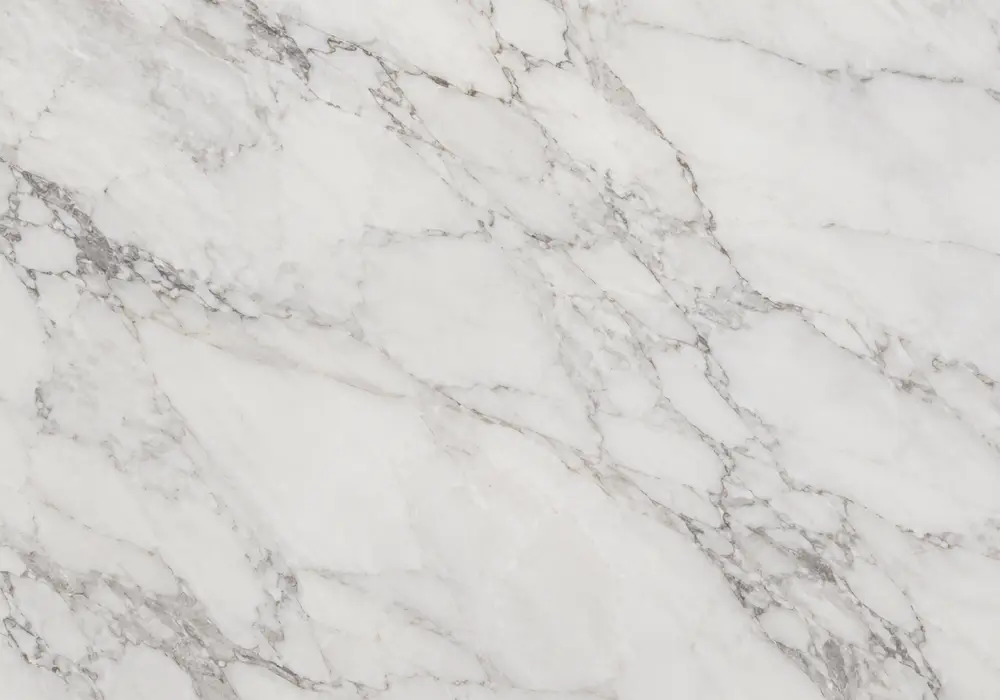 Morchana White Marble fireplace surround with milky-white stone and random soft grey natural veins.