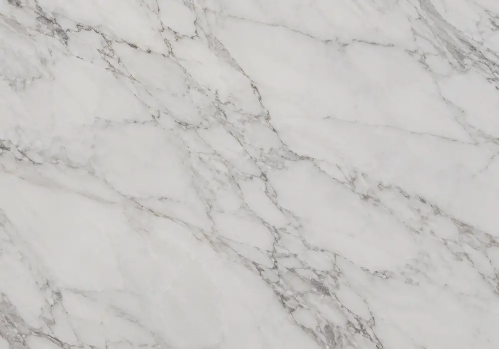 Mugla Marble fireplace surround with pristine warm-white stone and subtle grey and cream veining.
