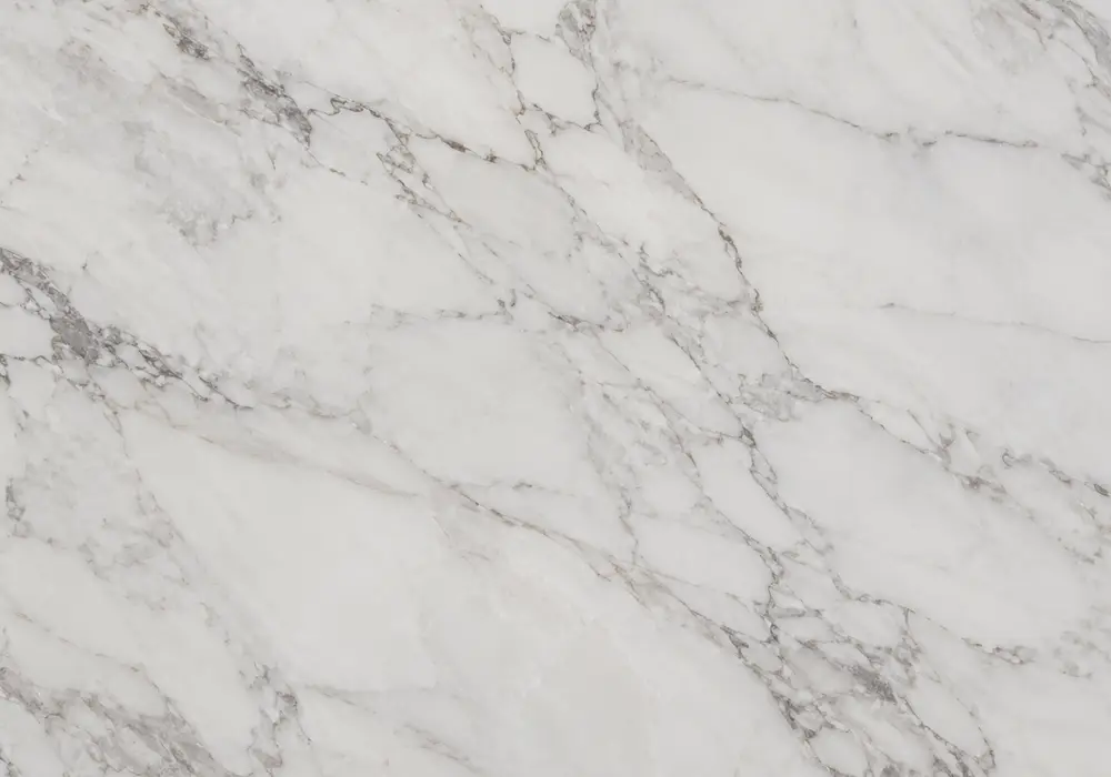 Olympia White marble foyer wall display with bright warm-white stone and restrained natural veining.