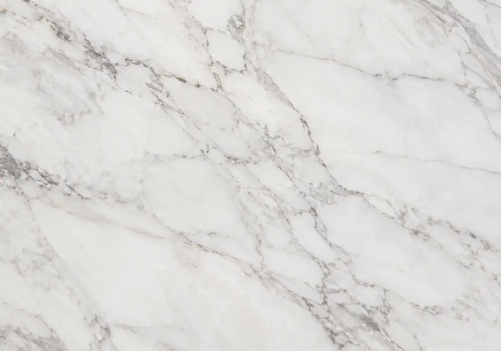 Sahara Noir slabs shown polished and honed beside a fabricated wall or vanity with bold white, gold and bronze linear veins