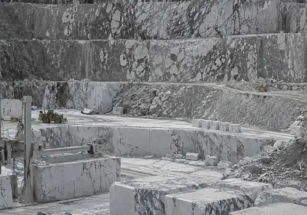Refined Silver Gray marble slab with cool ash-grey tones, delicate white-taupe veins, blue-grey shadows and natural grain.