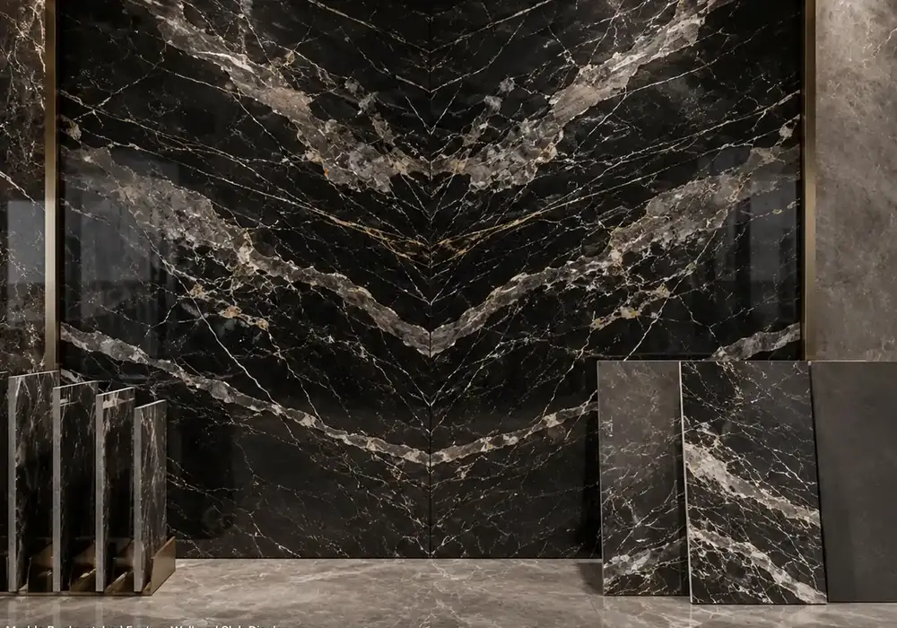 Silver Portoro marble price view with grey and black, directional bands and branching veins, with elegant natural movement.