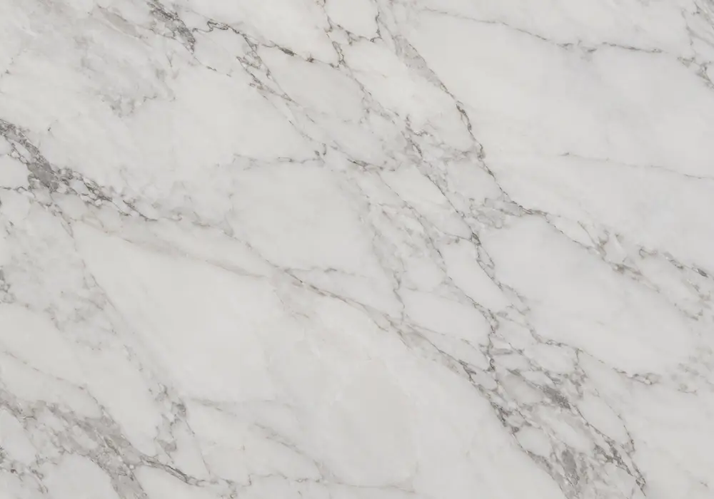 Sivec White Marble reception wall panels with luminous white stone and delicate silver-grey veining.