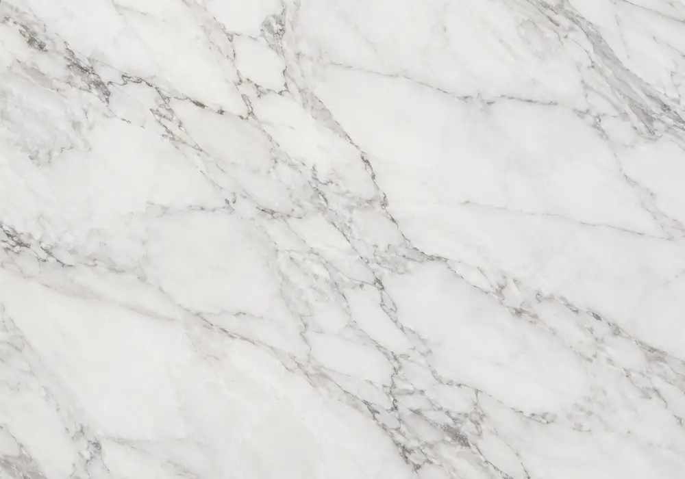 Snow White marble console table with brilliant cool white stone and refined low-contrast natural markings.