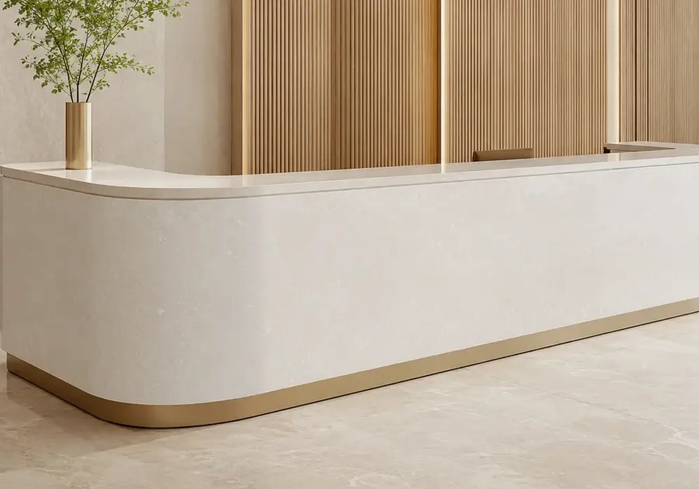 Vietnam White Marble fireplace surround displayed in a premium gallery with full slabs and elegant architectural details