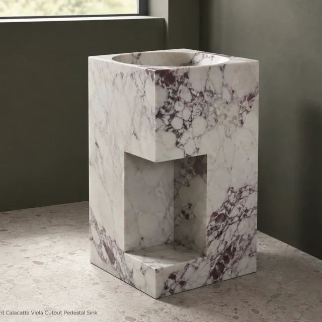 Marble Pedestal Sink With Cutout Small image 2