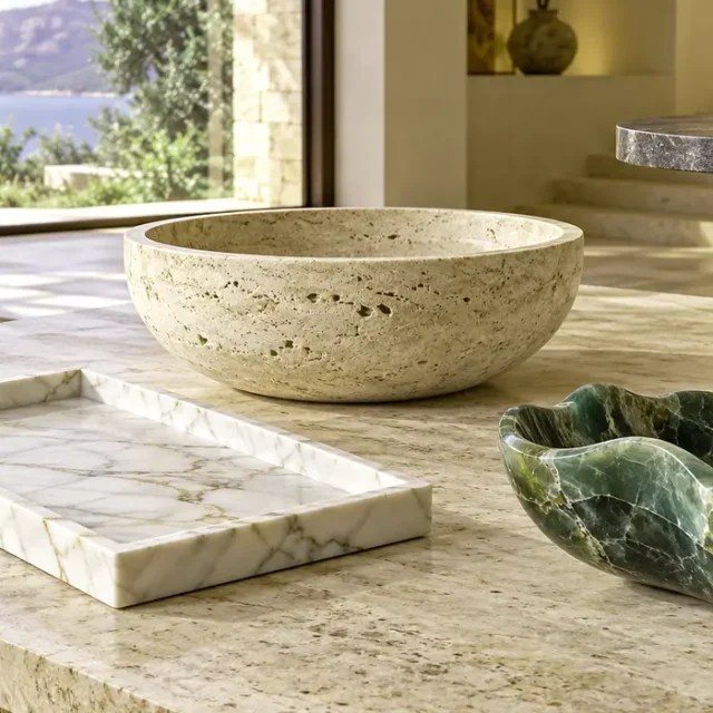 Travertine Console Table Small image 1