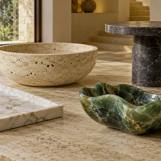 Travertine Side Table Small image 1