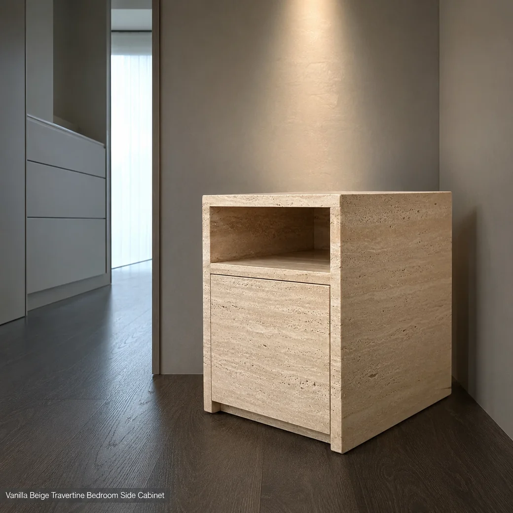 Travertine Bedside Table Small image 3