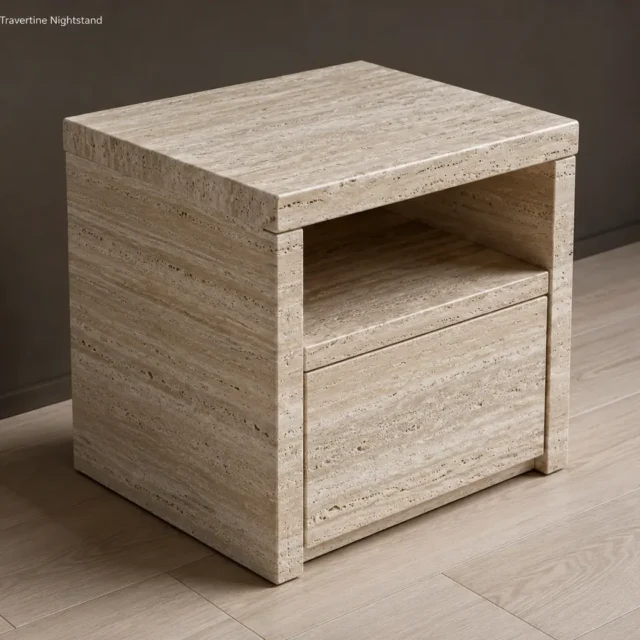Travertine Bedside Table Small image 2