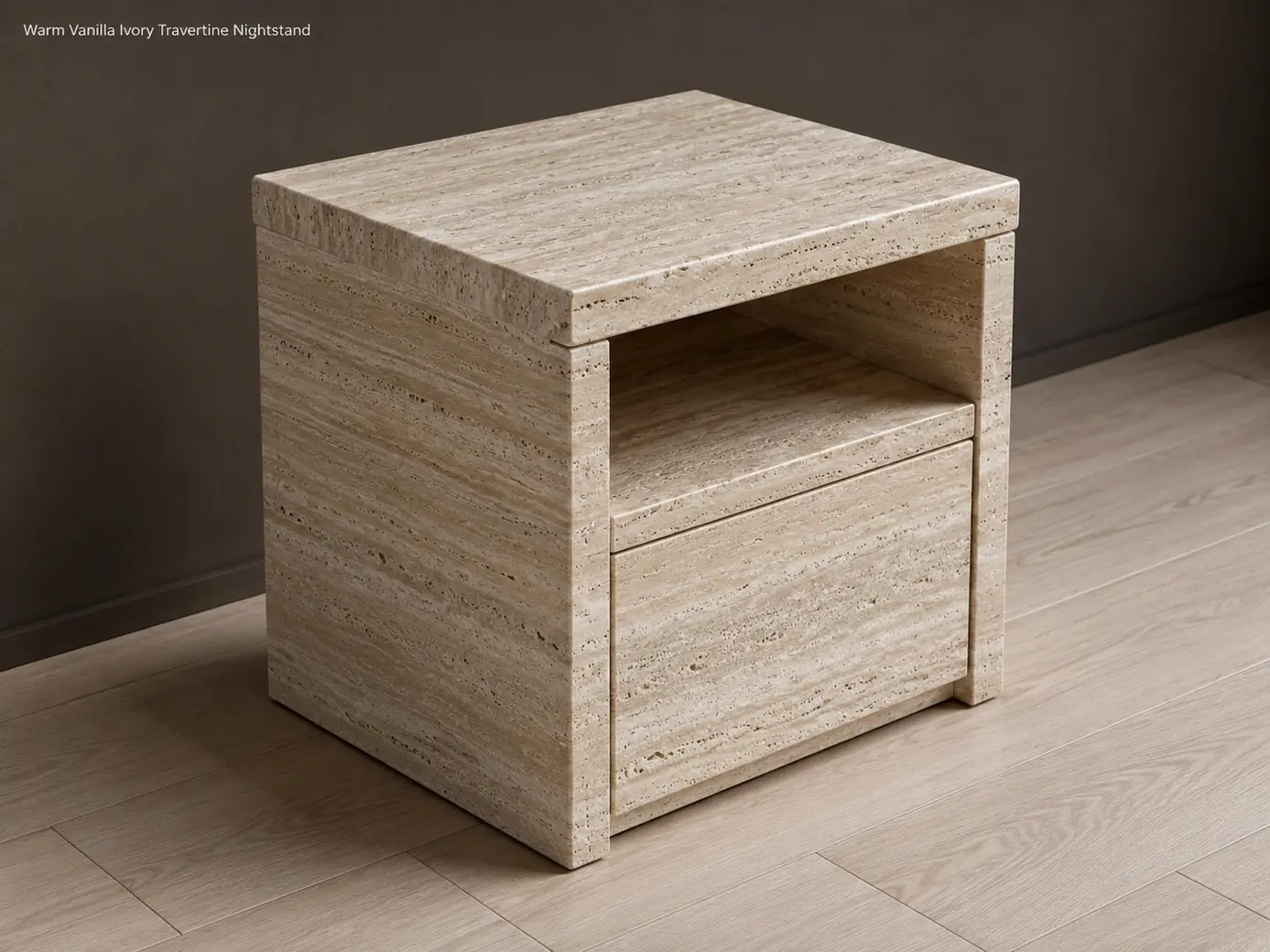 Travertine Bedside Table Small image 2