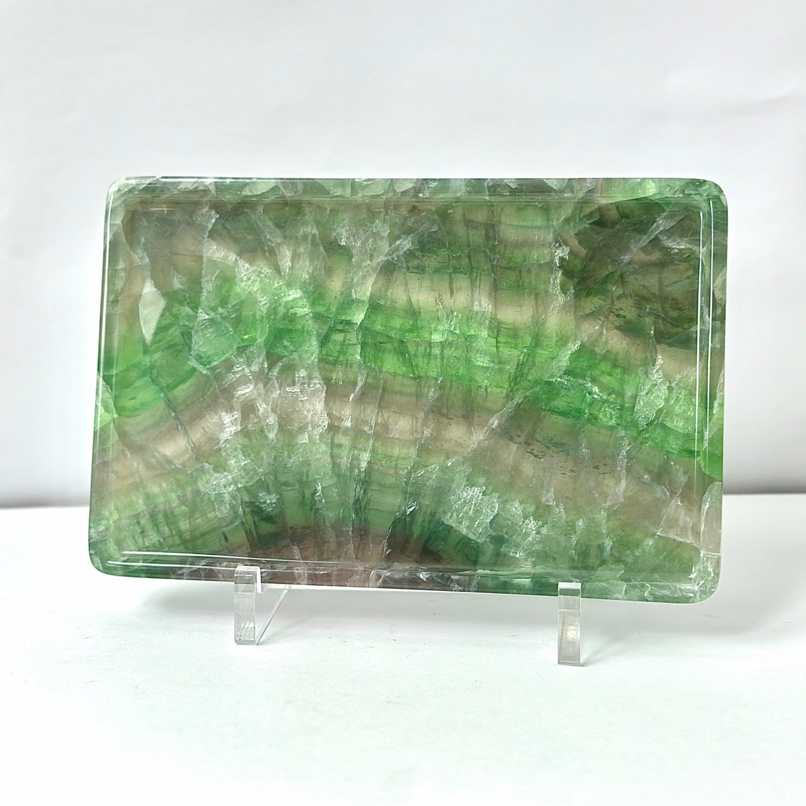Green Striped Rectangular Stone Tray image 1