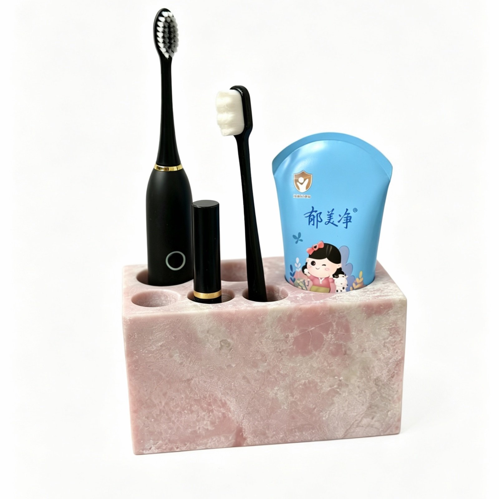 Pink Stone Toothbrush Holder Set image 1