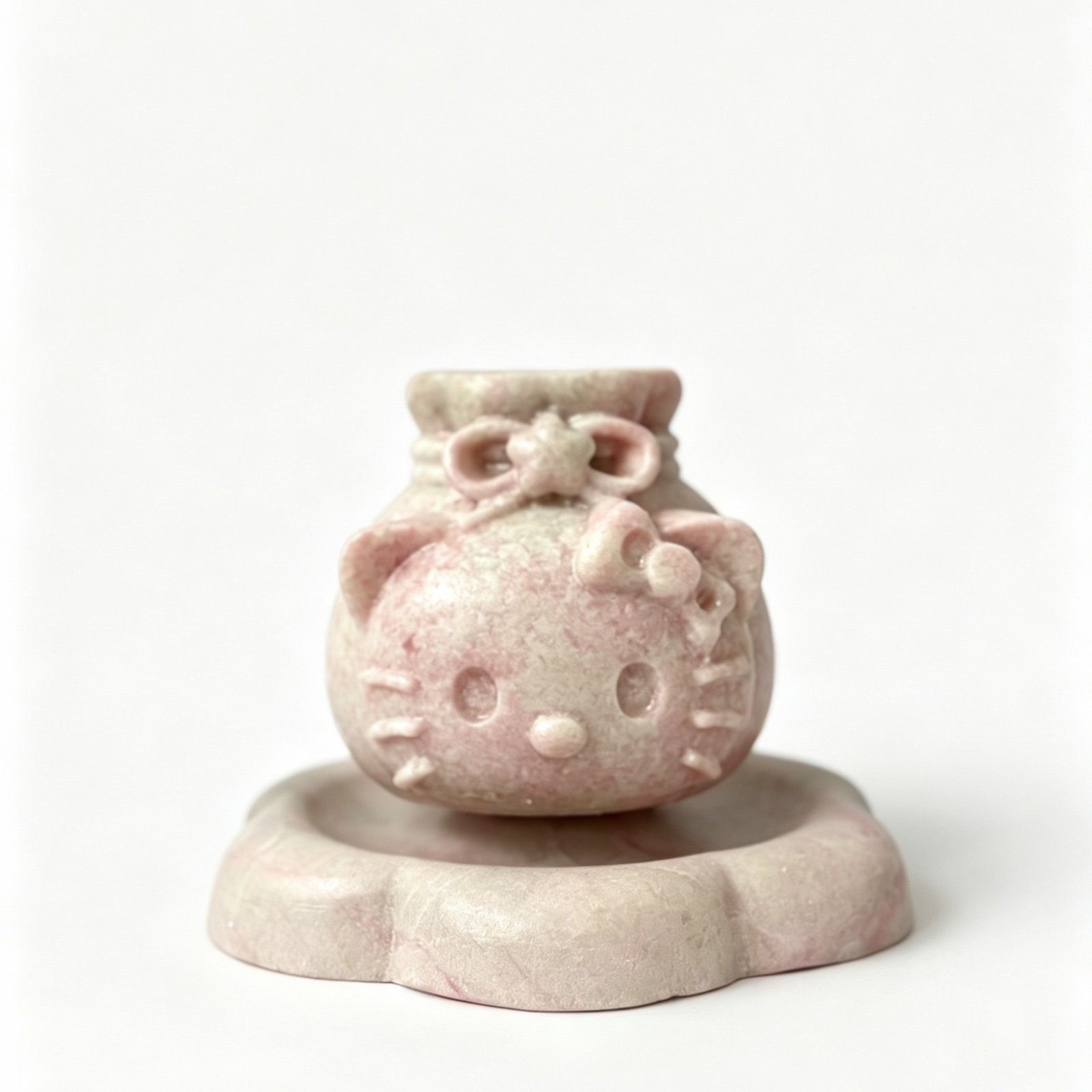 Pink Stone Vase on Pedestal Base image 1