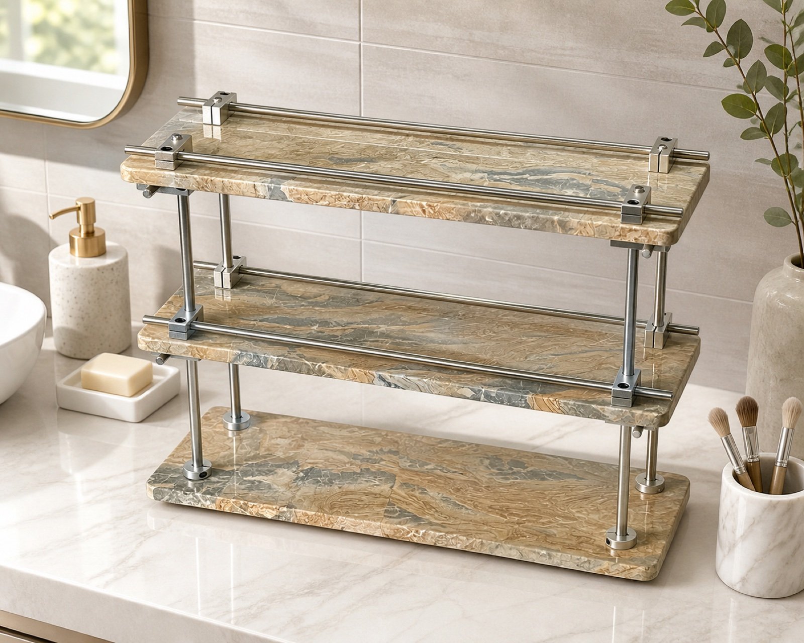 Tan Three Tier Shelf image 2