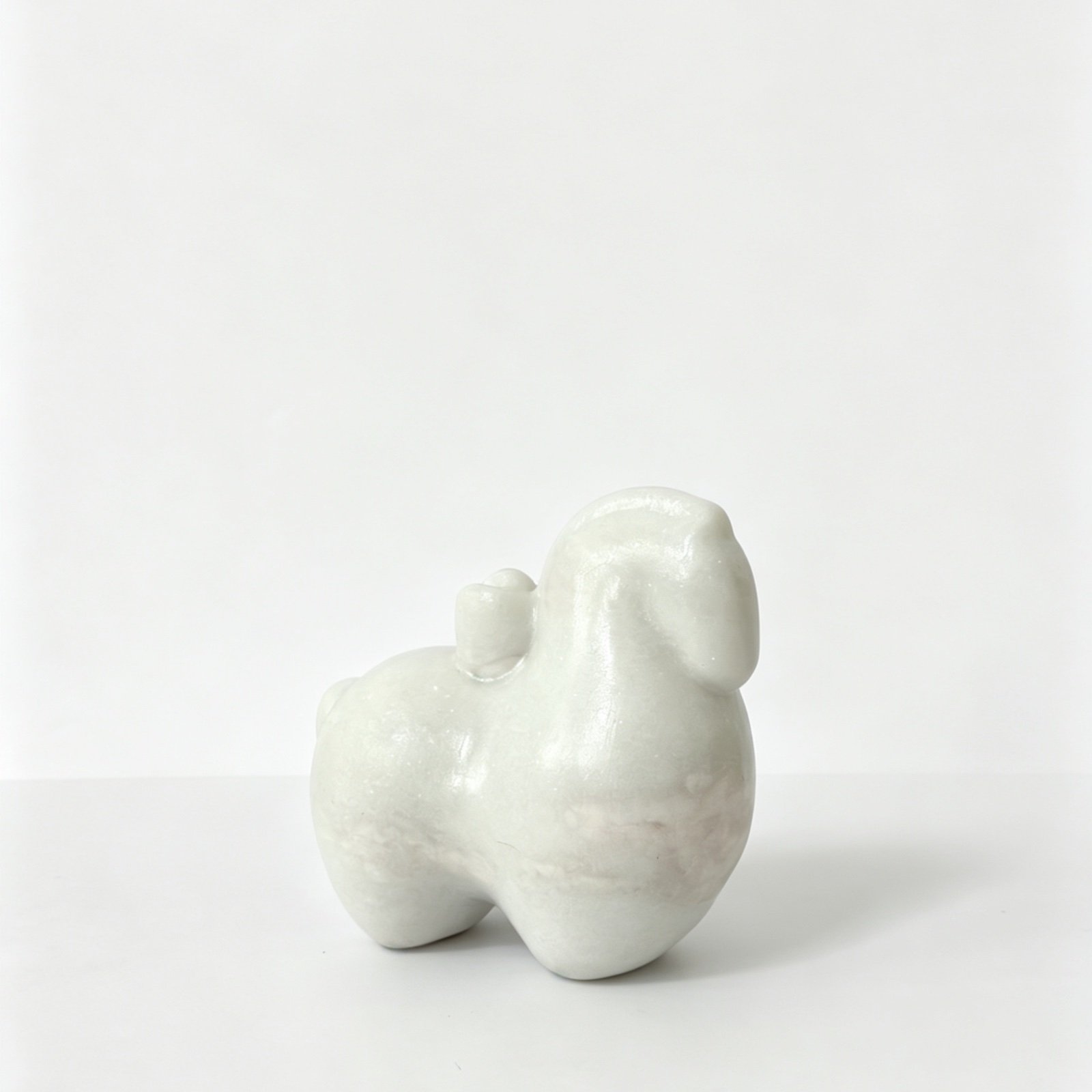 White Abstract Elephant Stone Object image 1