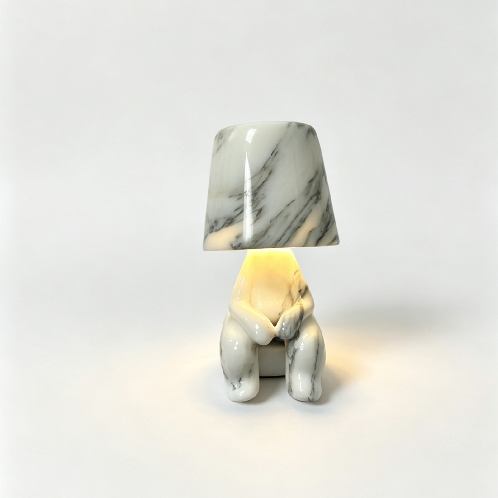White Marble Seated Figure Table Lamp image 1