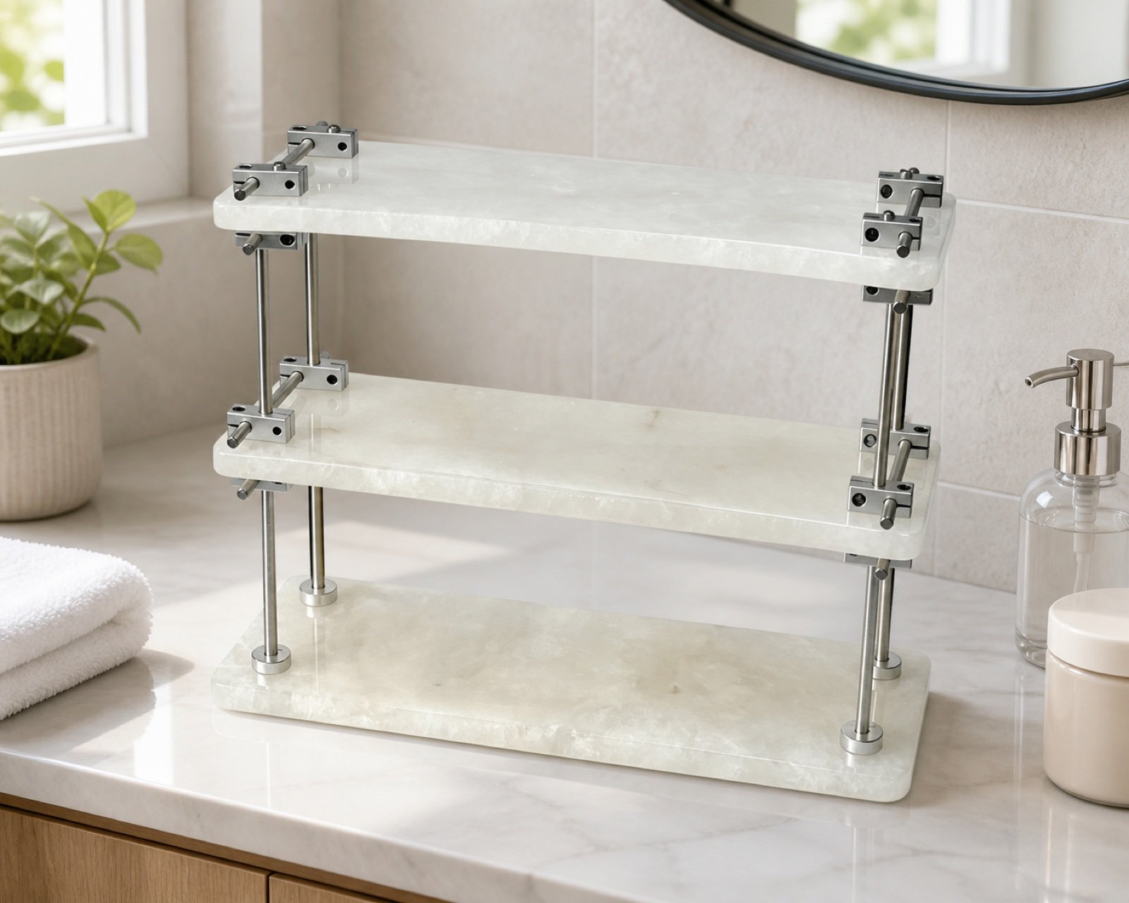 White Two Tier Shelf image 2