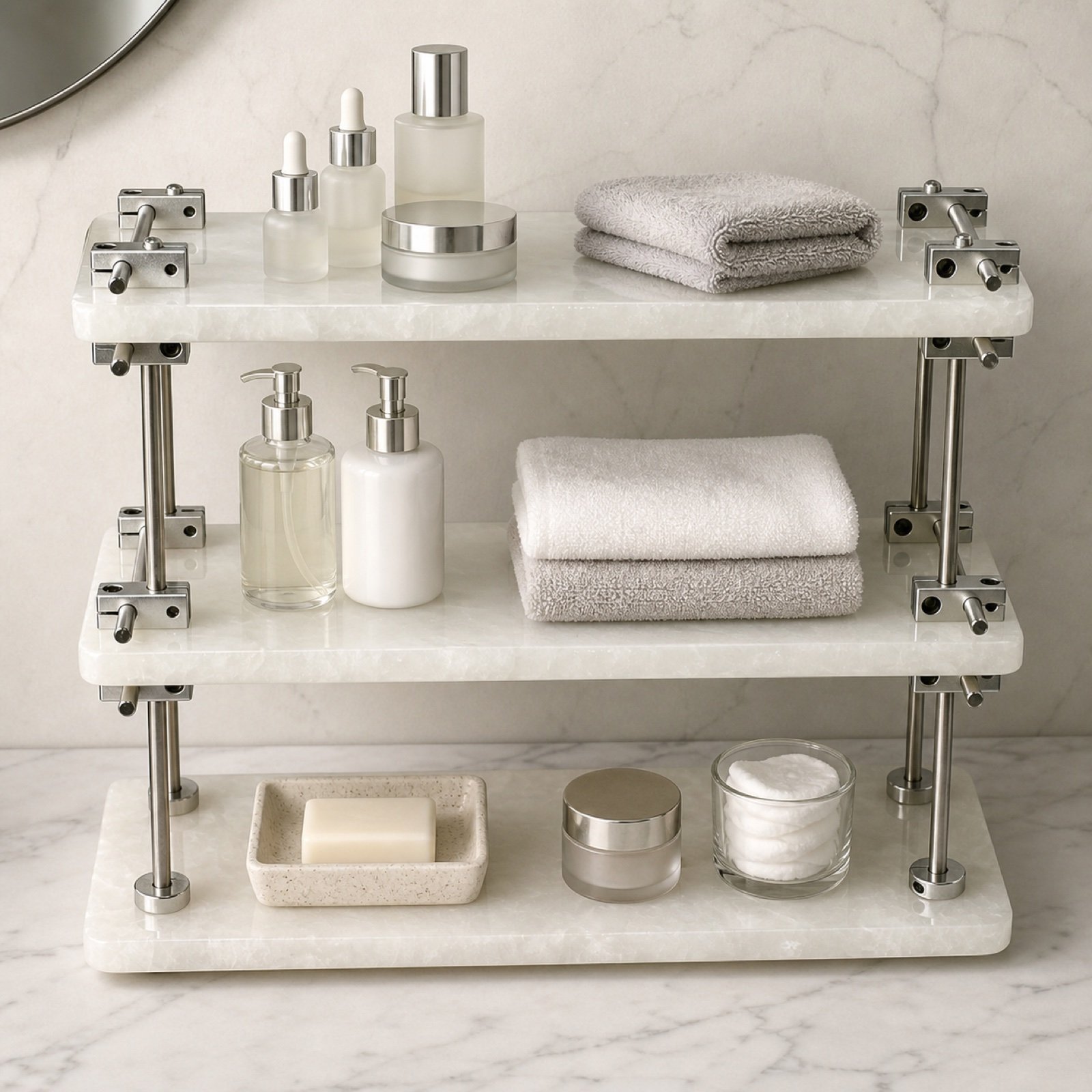 White Two Tier Shelf image 3