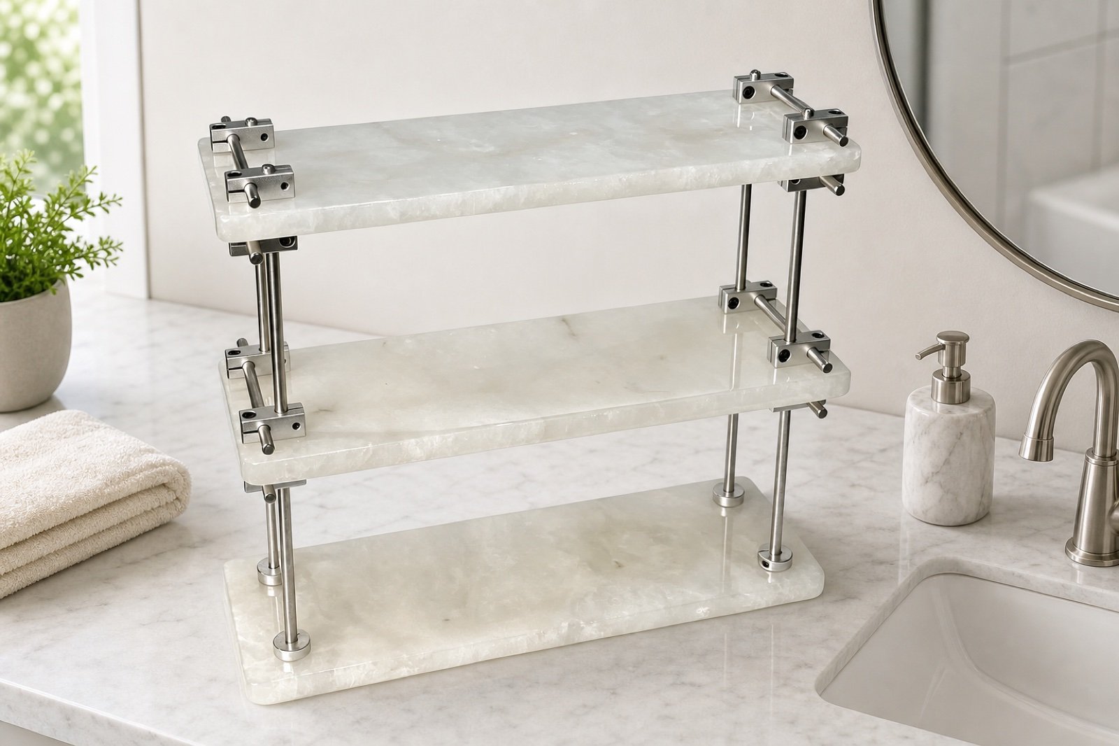 White Two Tier Shelf image 4