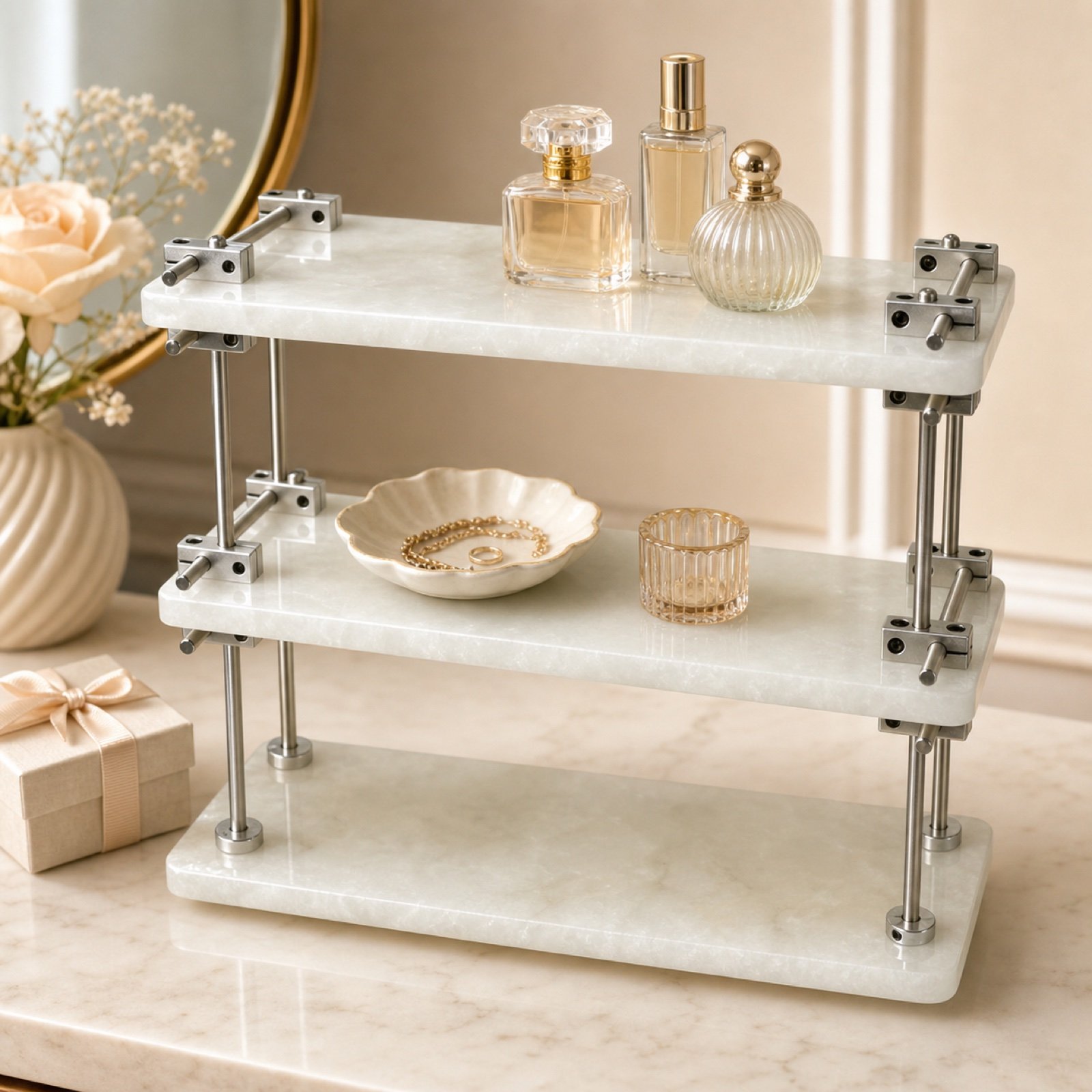 White Two Tier Shelf image 5