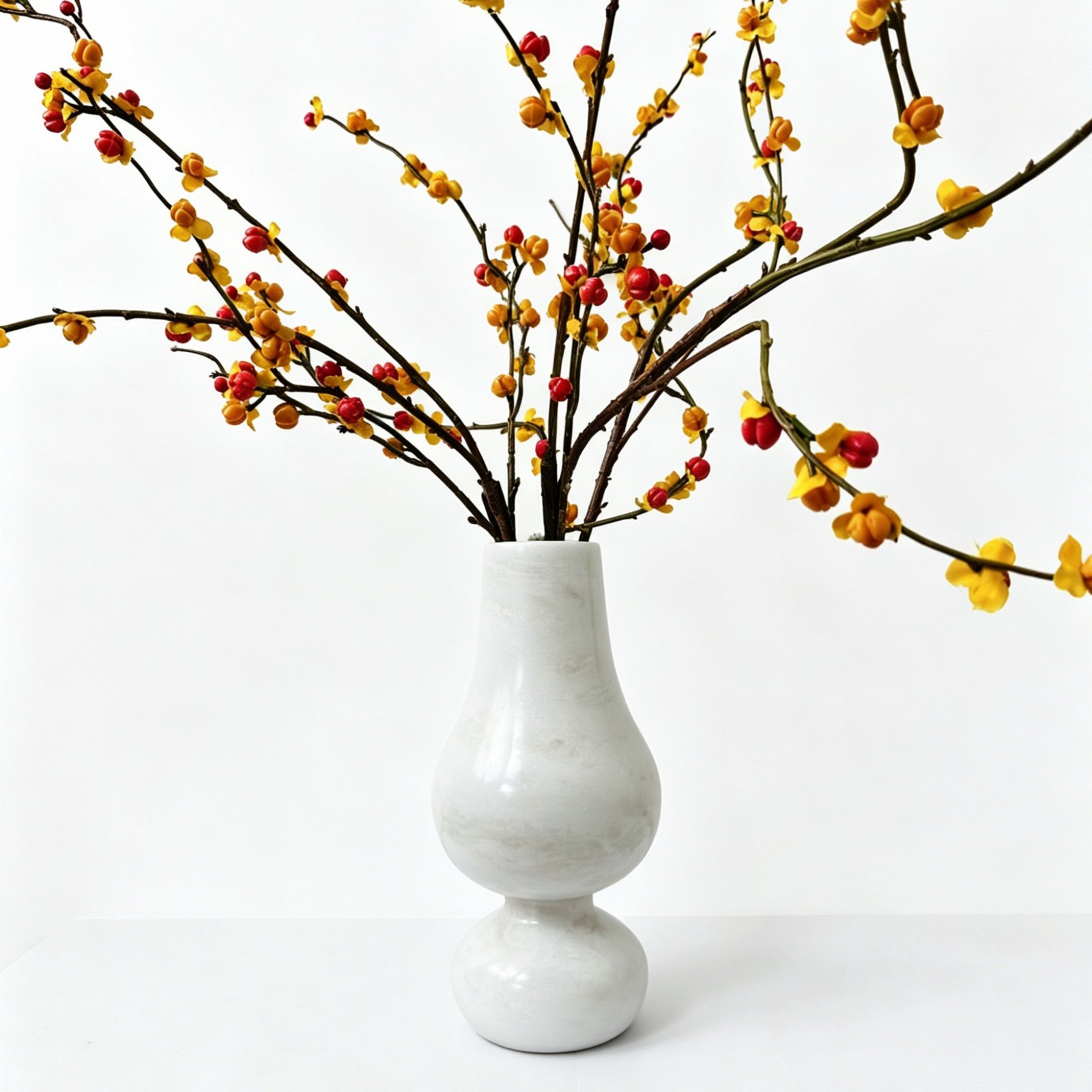 White Bulb Foot Stone Vase image 1